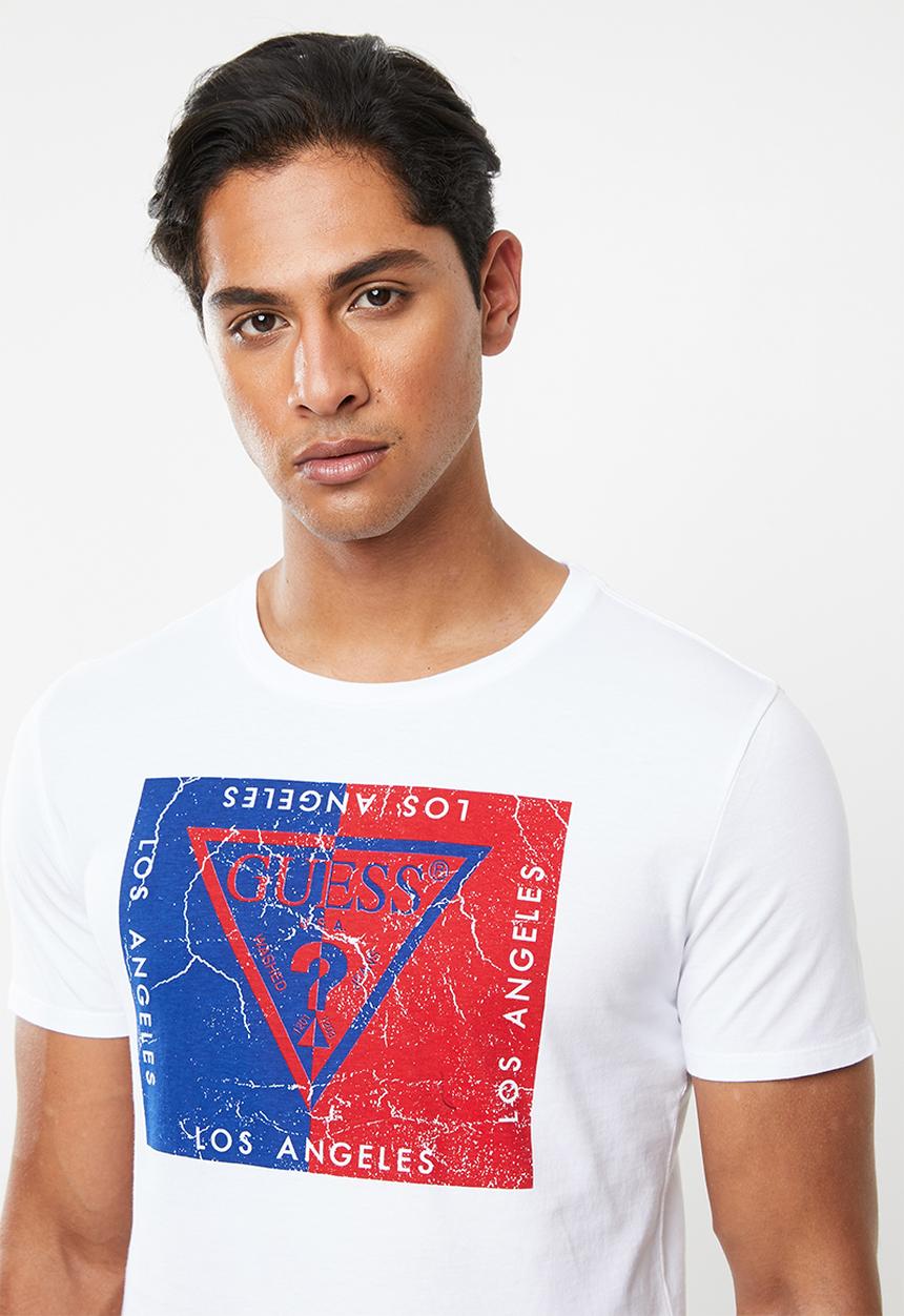 GUESS - Guess short sleeve 2 tone print tee - white