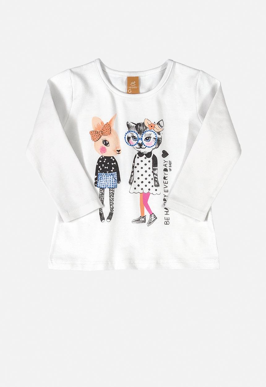 UP Baby - Baby girls printed tee - white