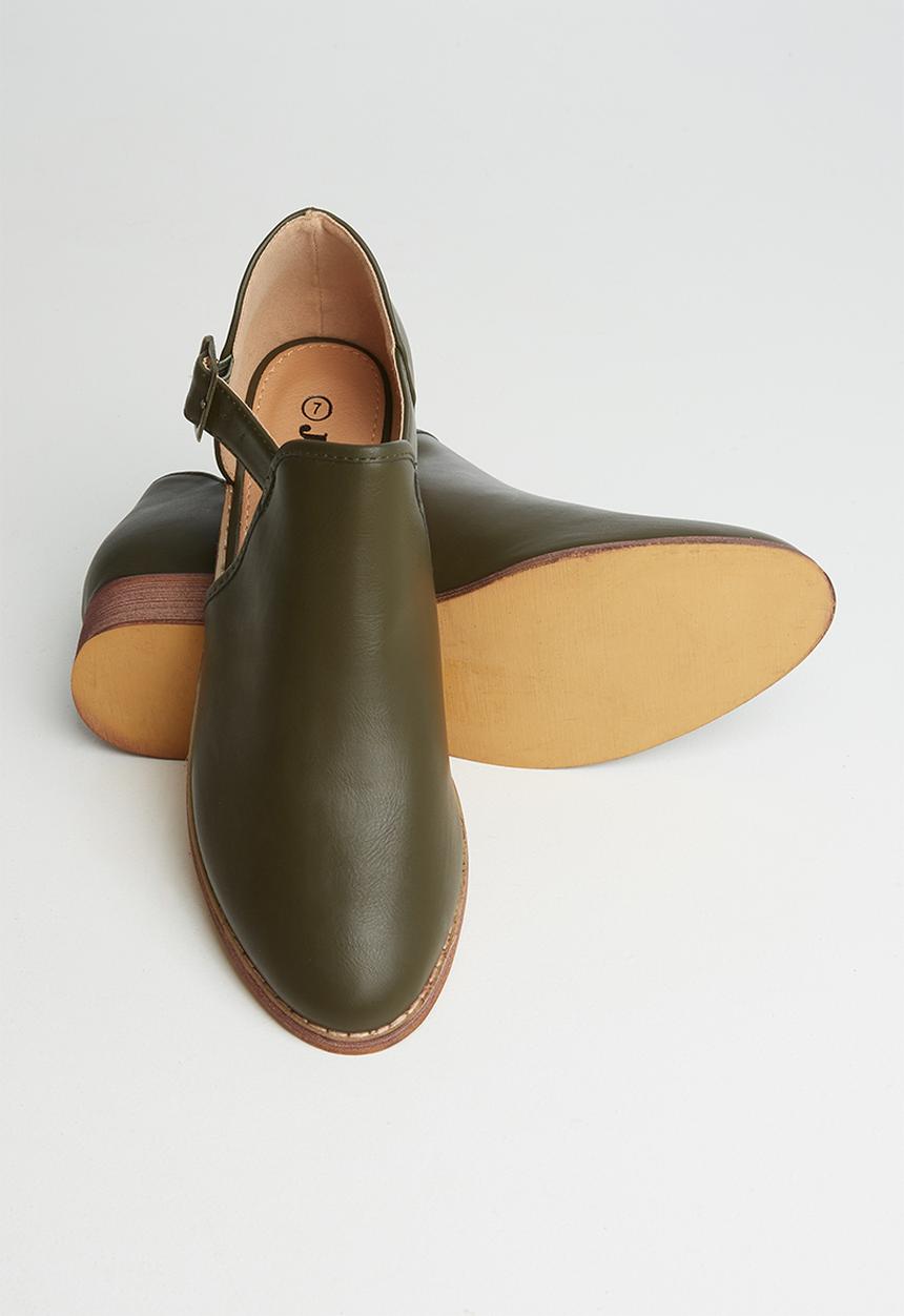 Jada - Side buckle bootie - olive