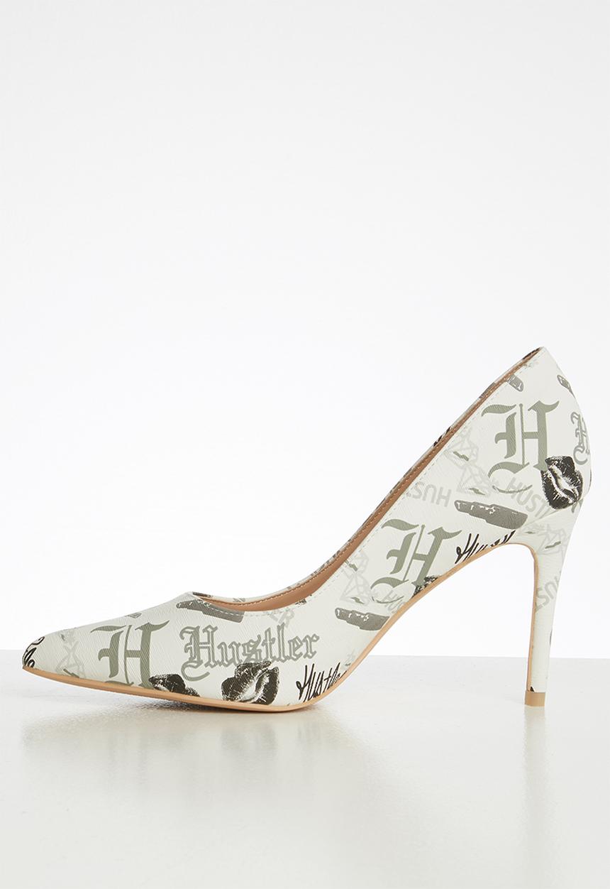Miss Black - Aboliska heel - white & grey 