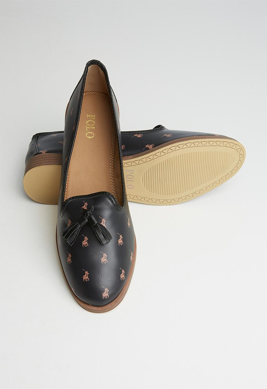 POLO - Camelia monogram tassel loafer - black & brown 