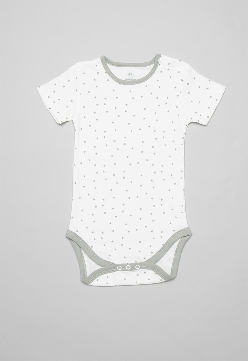 Pop Candy - Short sleeve spot bodysuit - white & grey