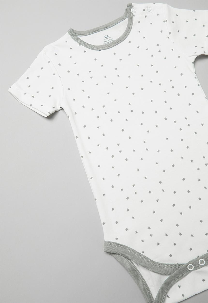 Pop Candy - Short sleeve spot bodysuit - white & grey