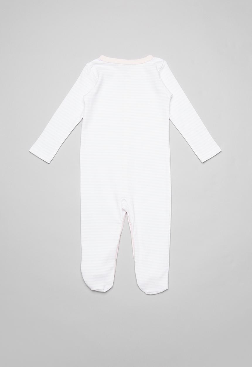 Pop Candy - Baby stripe sleepsuit  - pink & white