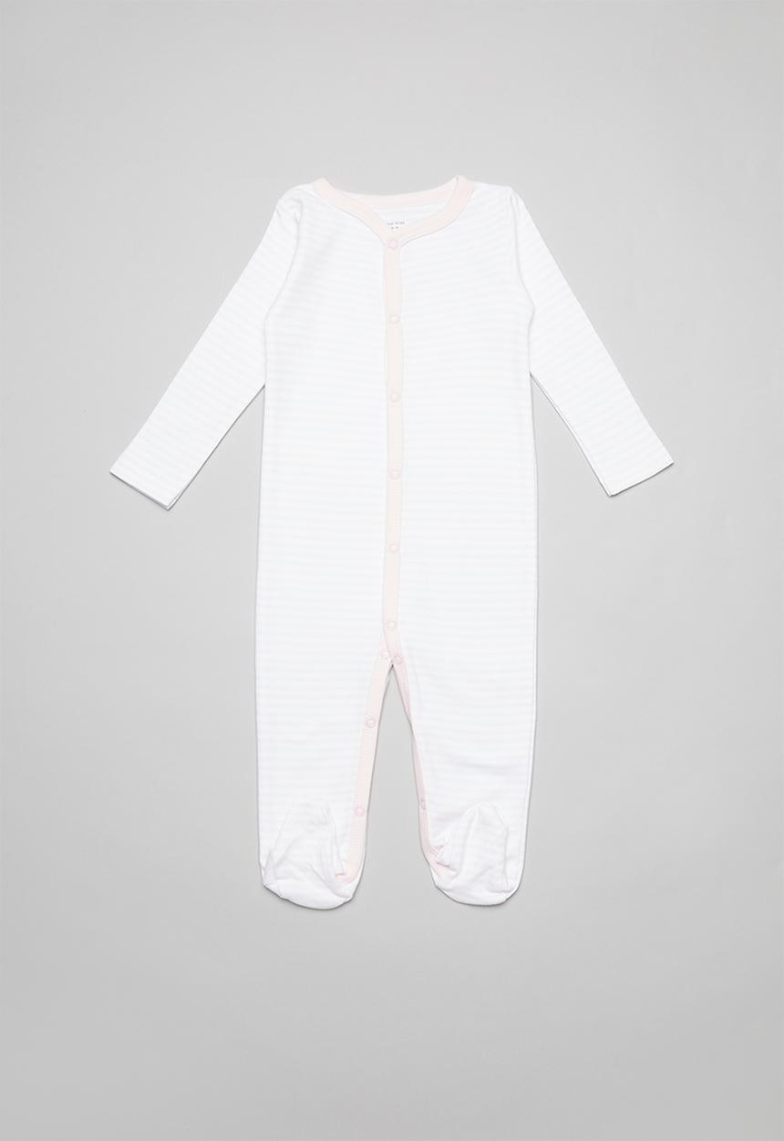 Pop Candy - Baby stripe sleepsuit  - pink & white