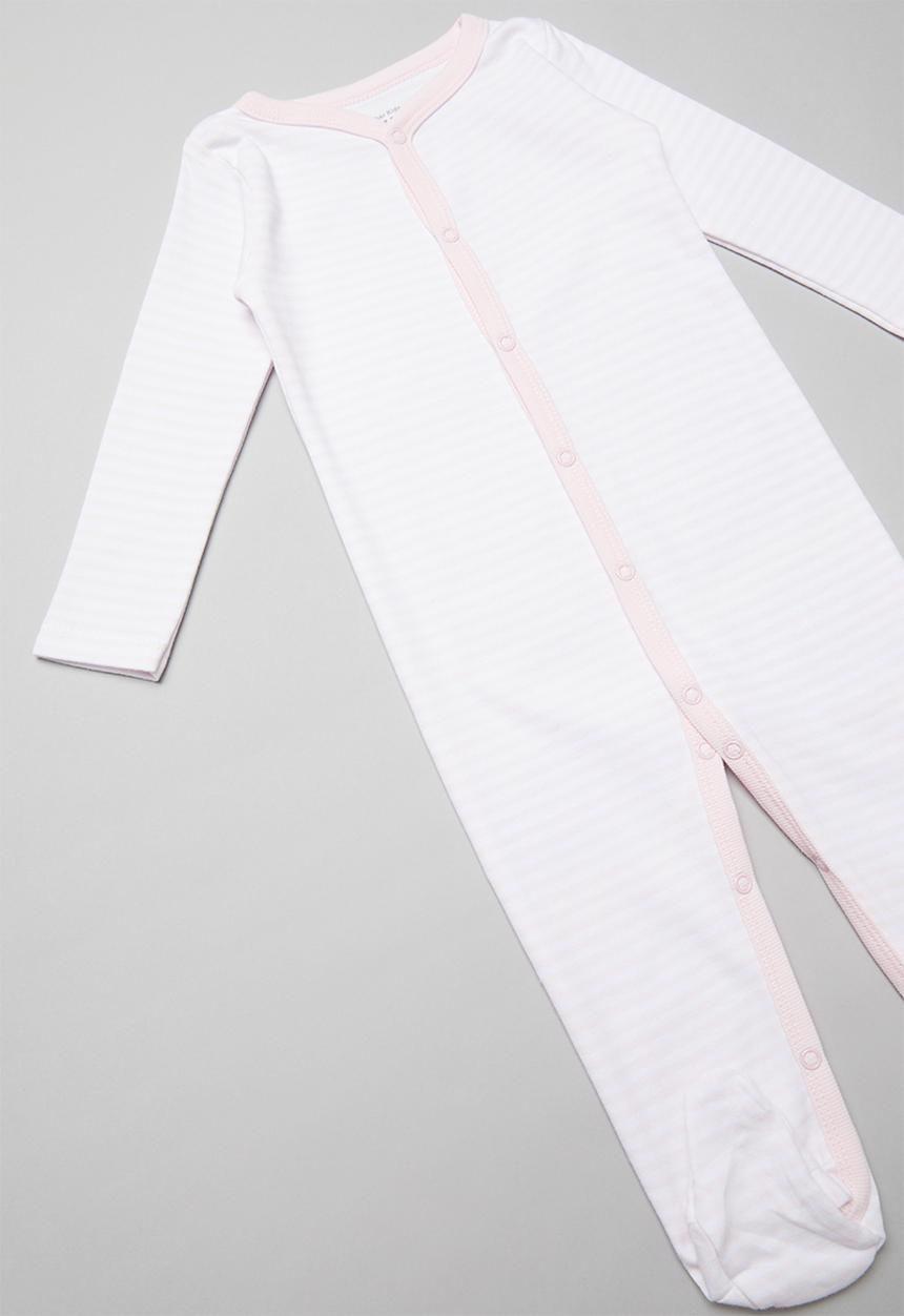 Pop Candy - Baby stripe sleepsuit  - pink & white