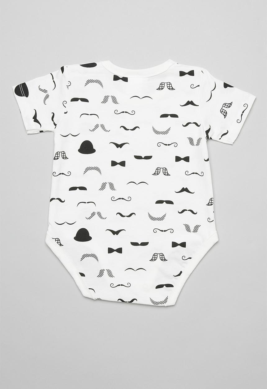 Pop Candy - Moustache baby grow-on - white & black