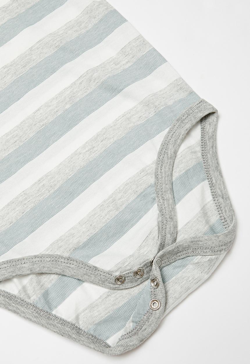 Pop Candy - Stripe baby grow-on - blue & grey