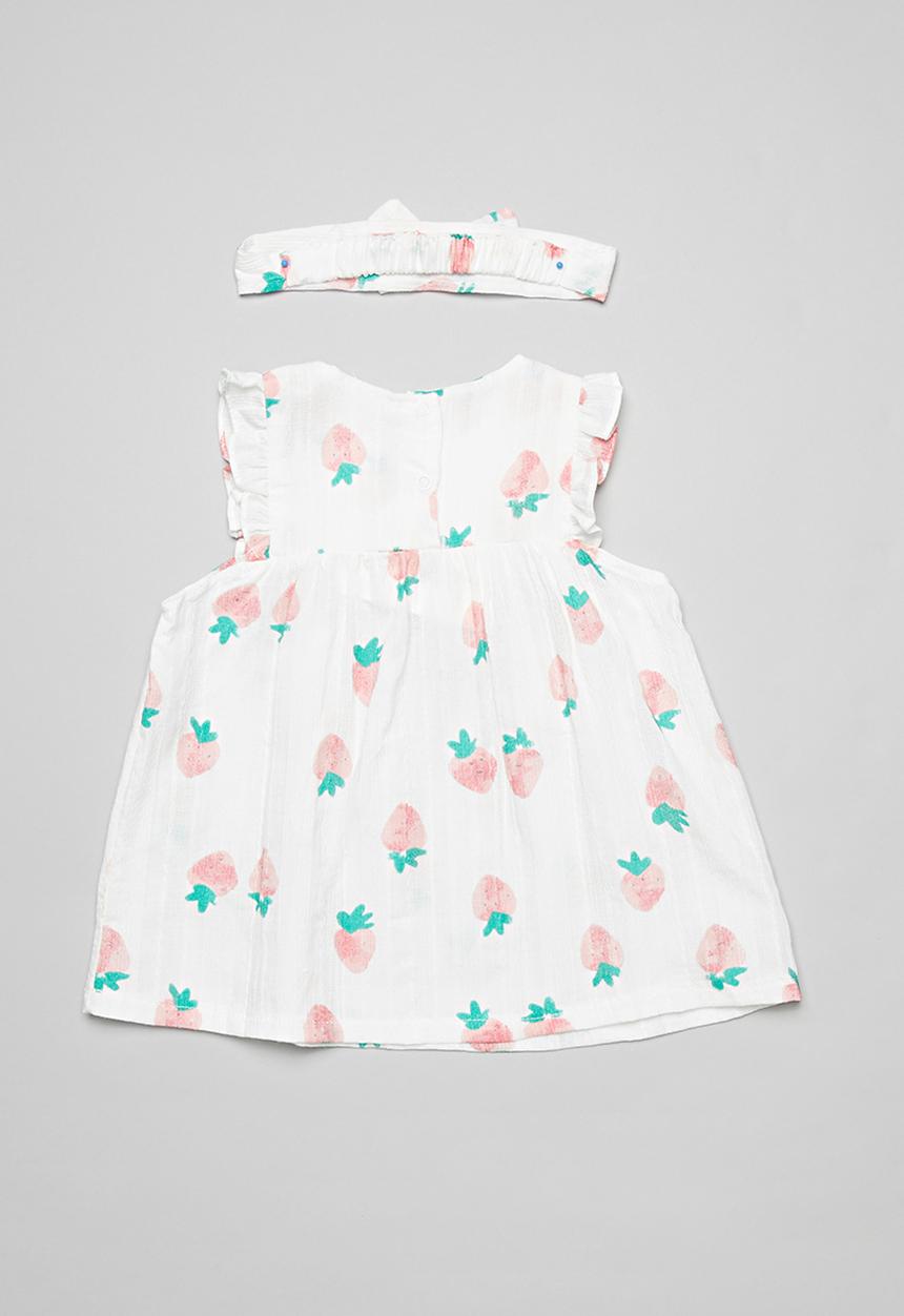 Pop Candy - Strawberry print dress & headband set - white multi