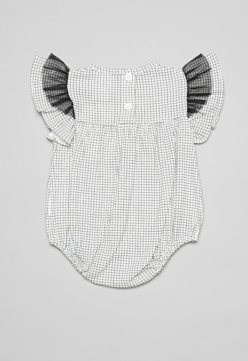 Pop Candy - Baby romper with frill sleeves - black & white