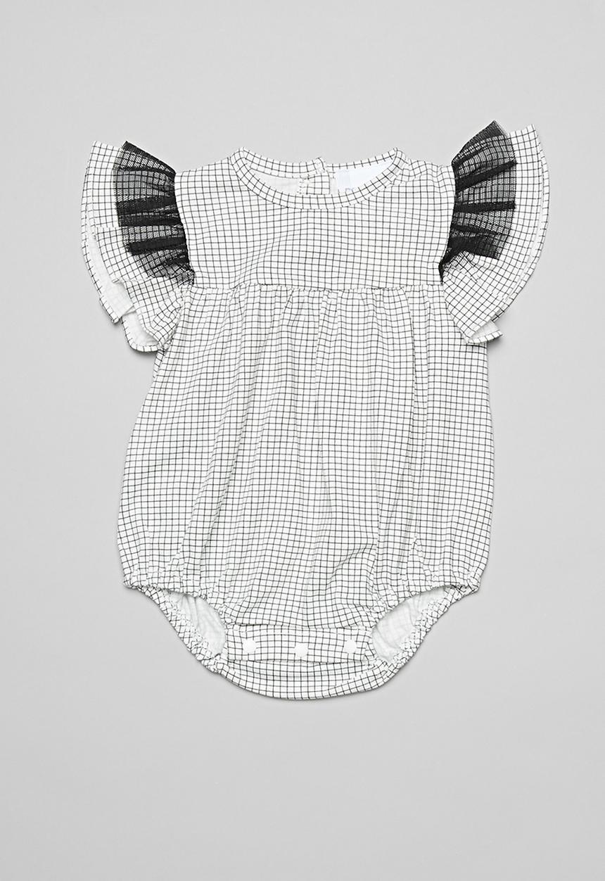 Pop Candy - Baby romper with frill sleeves - black & white
