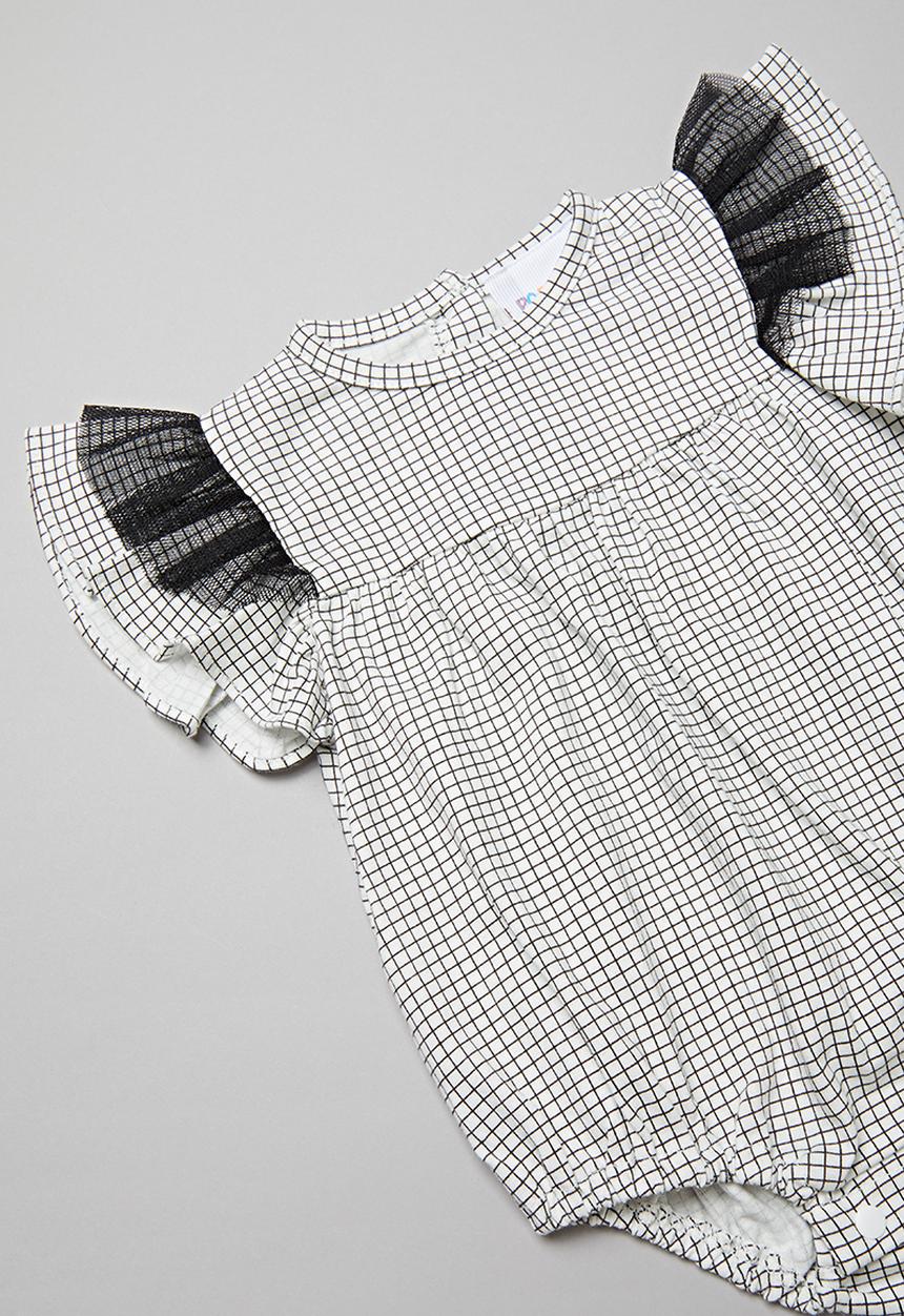 Pop Candy - Baby romper with frill sleeves - black & white