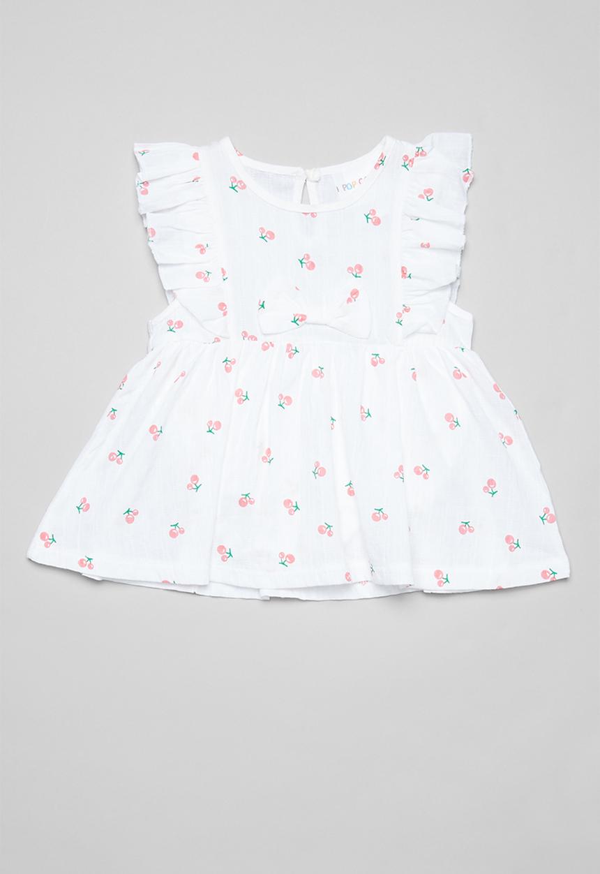 Pop Candy - Baby cherry print dress - white
