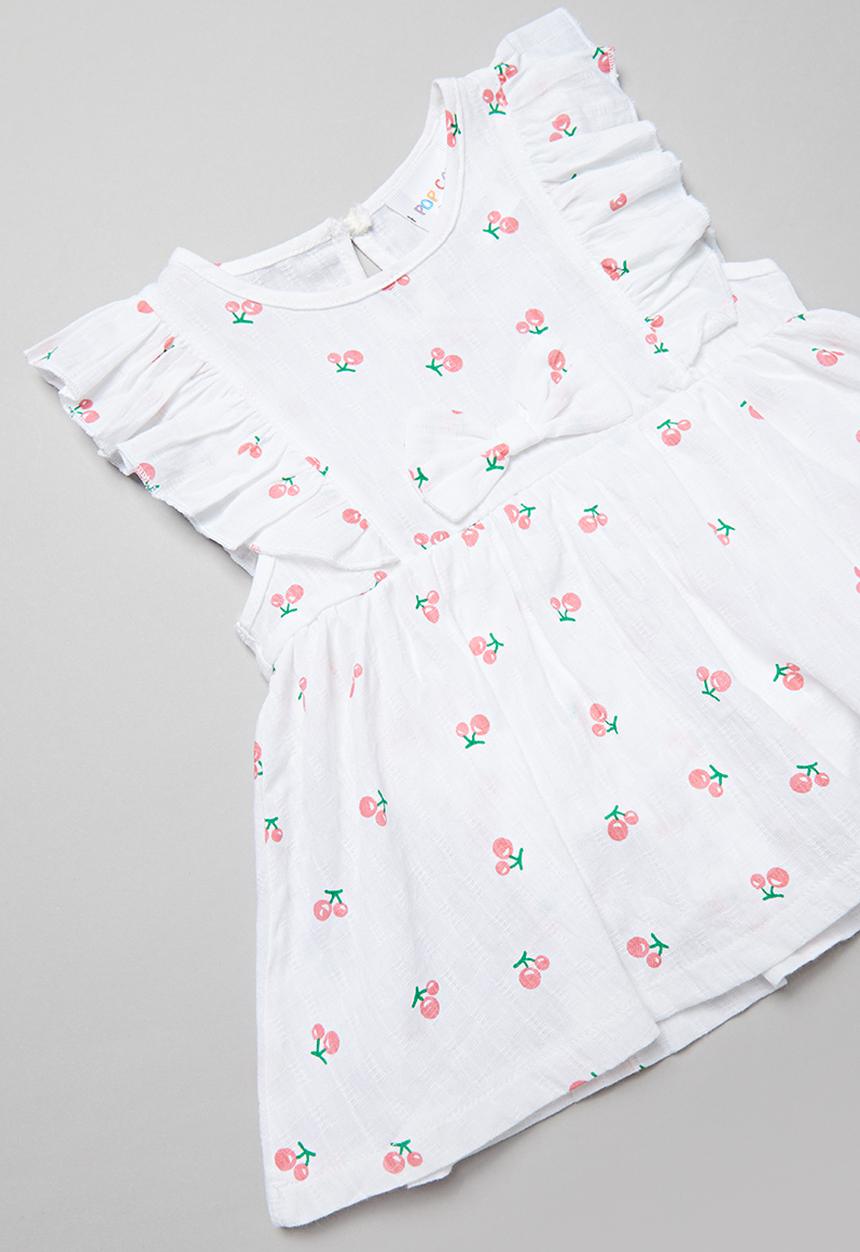 Pop Candy - Baby cherry print dress - white