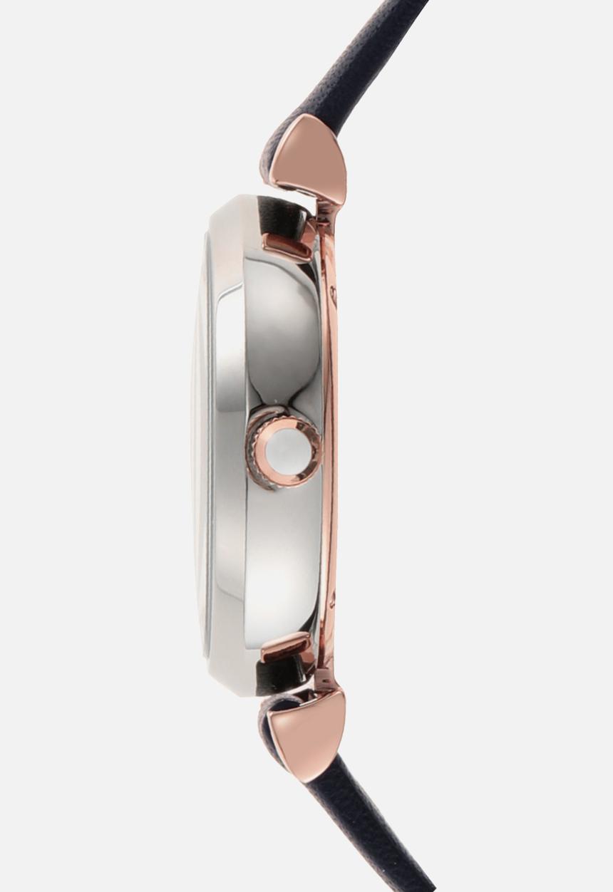 Armani - Gianni T-bar - navy & rose gold 