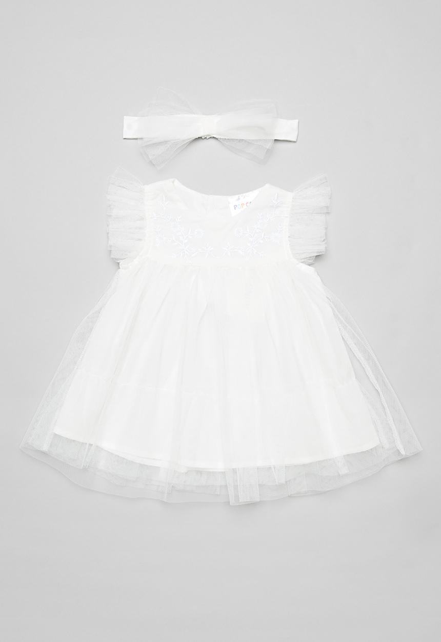 Pop Candy - Frill sleeve dress & headband set - white