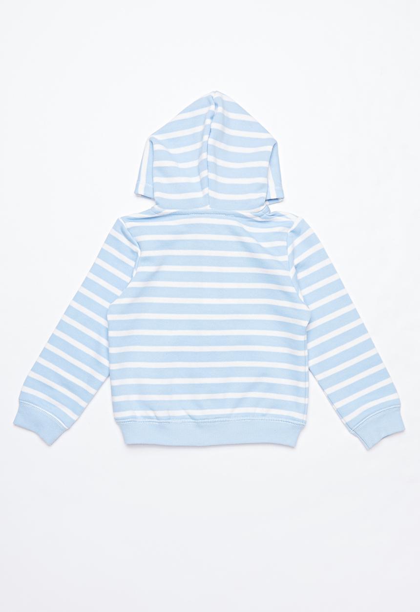 Pop Candy - Boys striped robot hoodie - blue & white