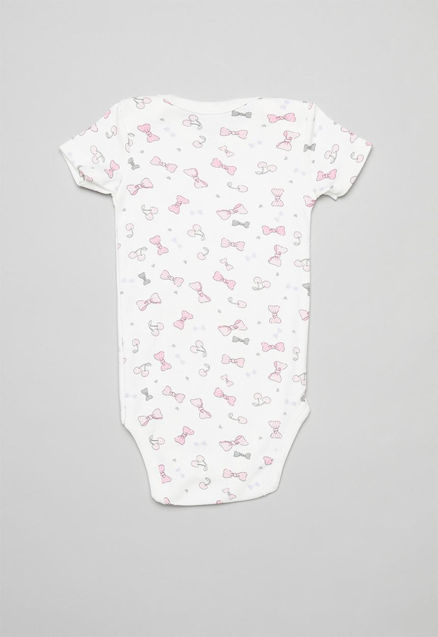 Pop Candy - Bow print bodysuit - white & pink