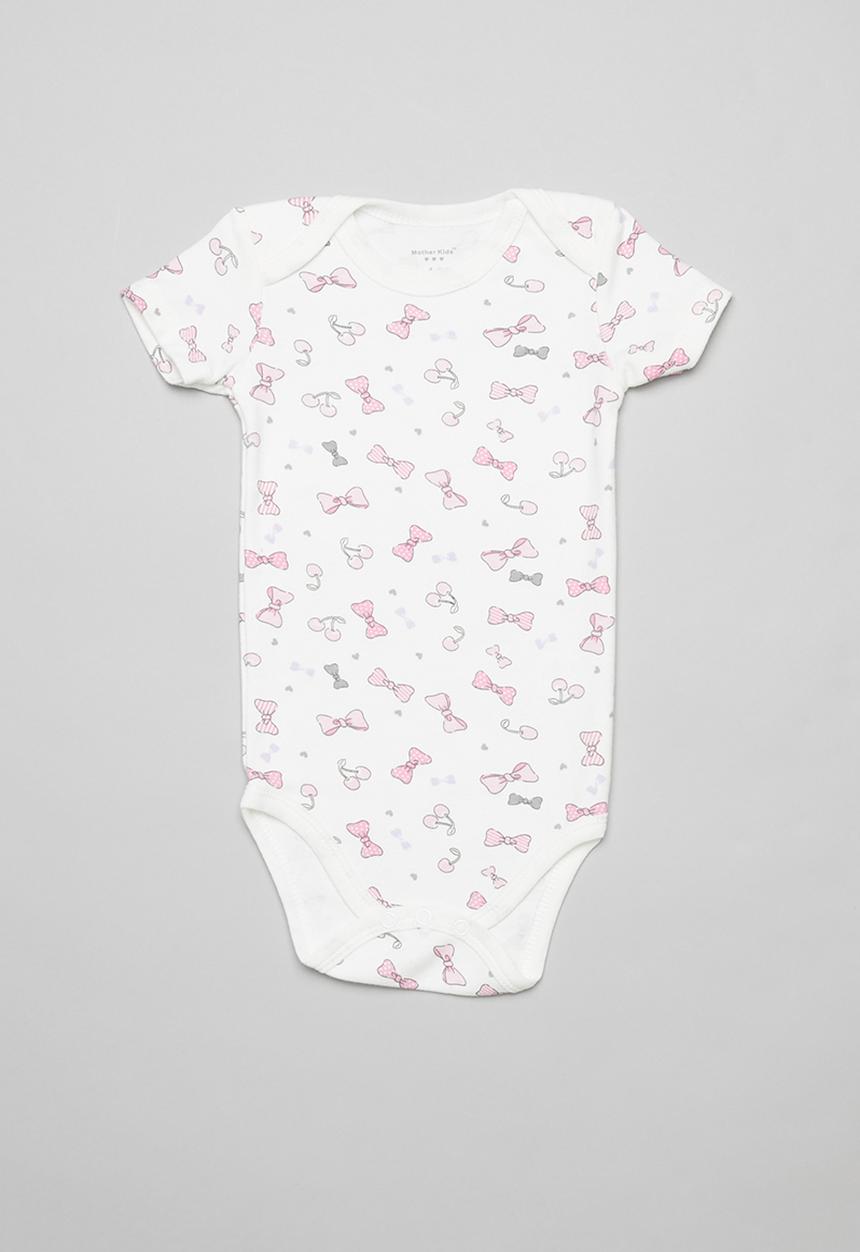 Pop Candy - Bow print bodysuit - white & pink