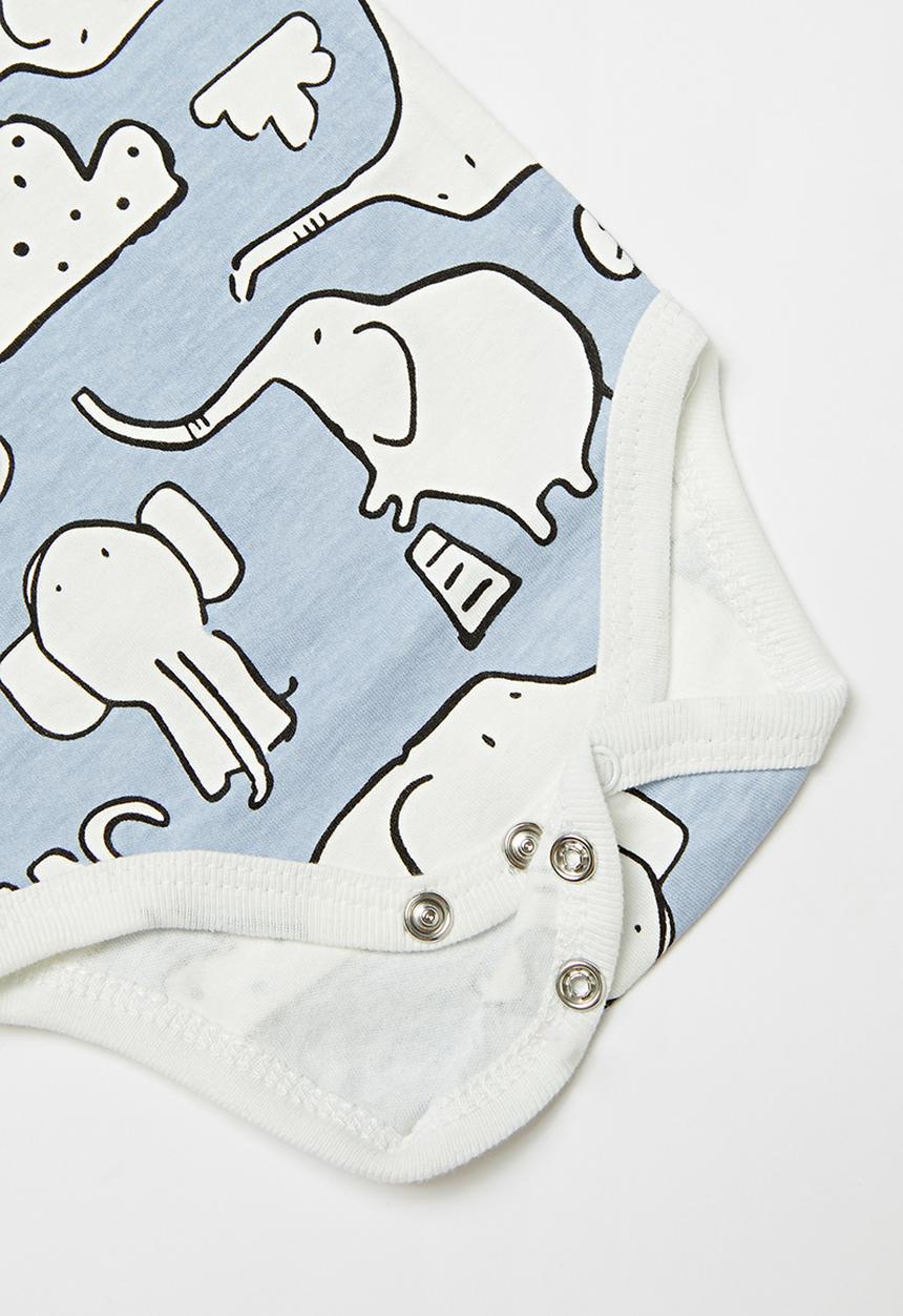 Pop Candy - Elephant long sleeve grow-on - blue & white