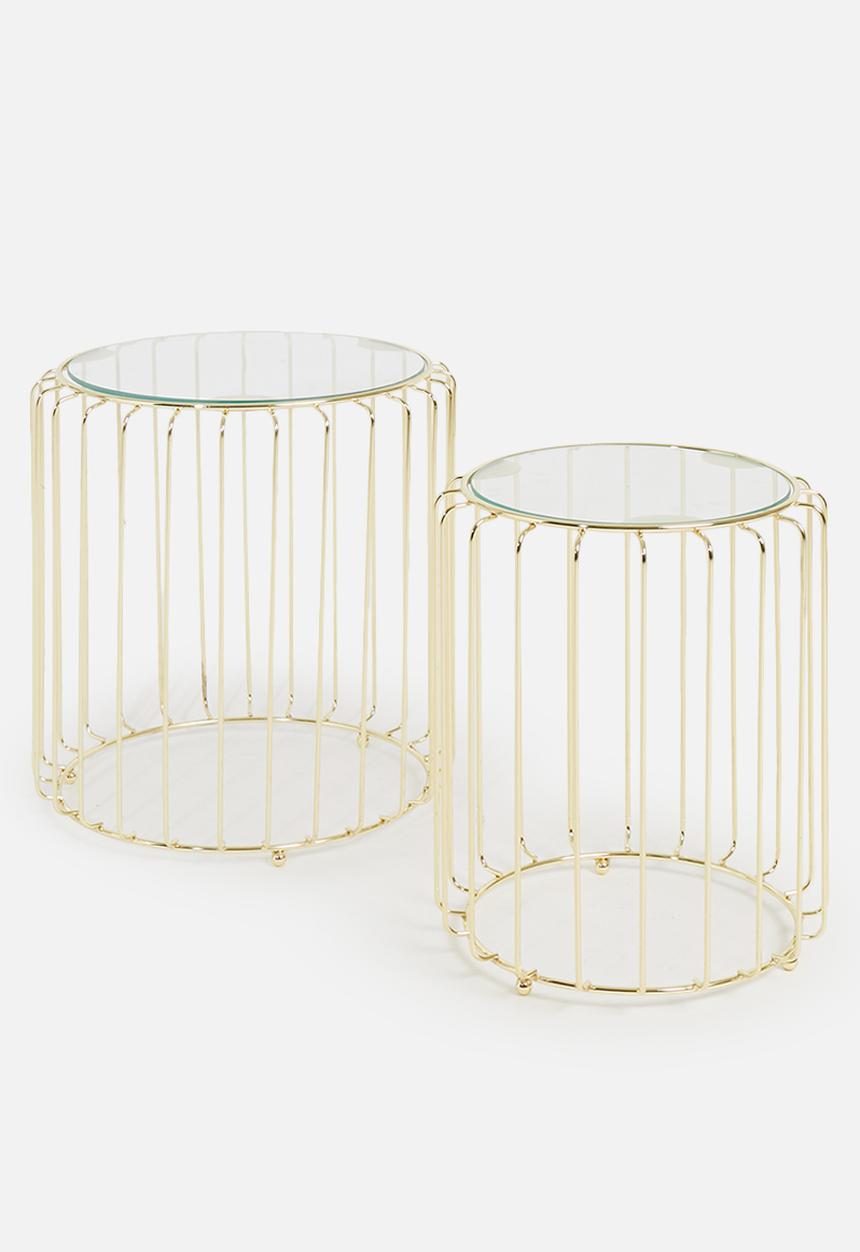 SF Collection - Ribbed side tables set of 2 - gold