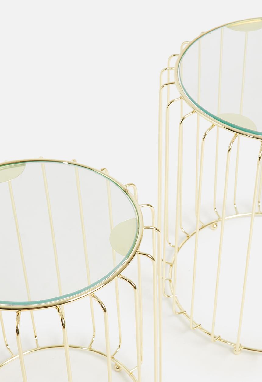 SF Collection - Ribbed side tables set of 2 - gold