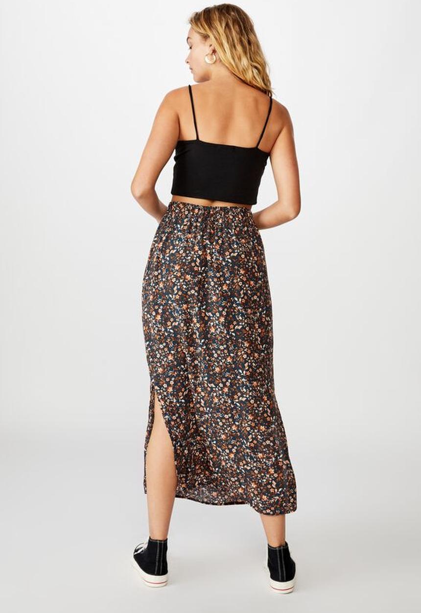 Cotton On - 90s slip skirt alma floral - midnight navy