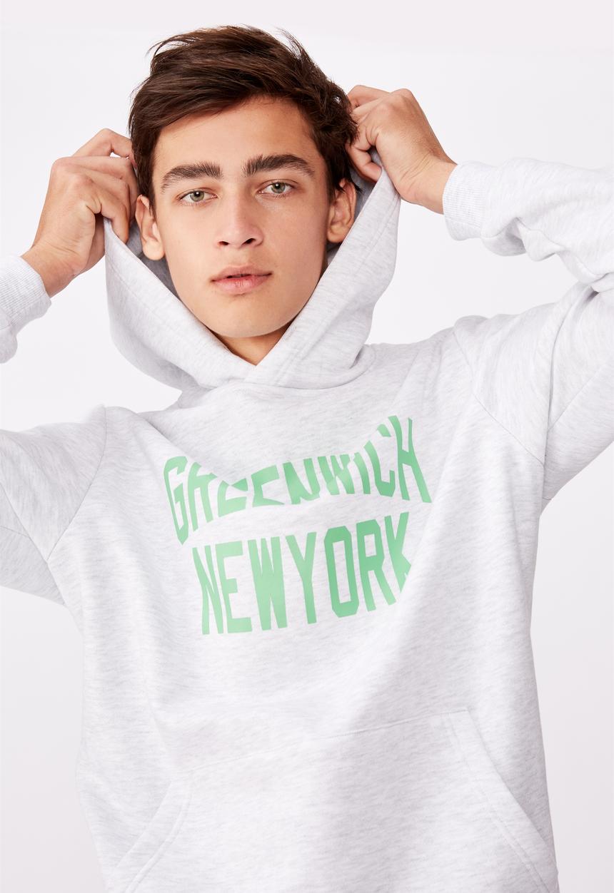 Factorie - Greenwich New York graphic hoodie - grey