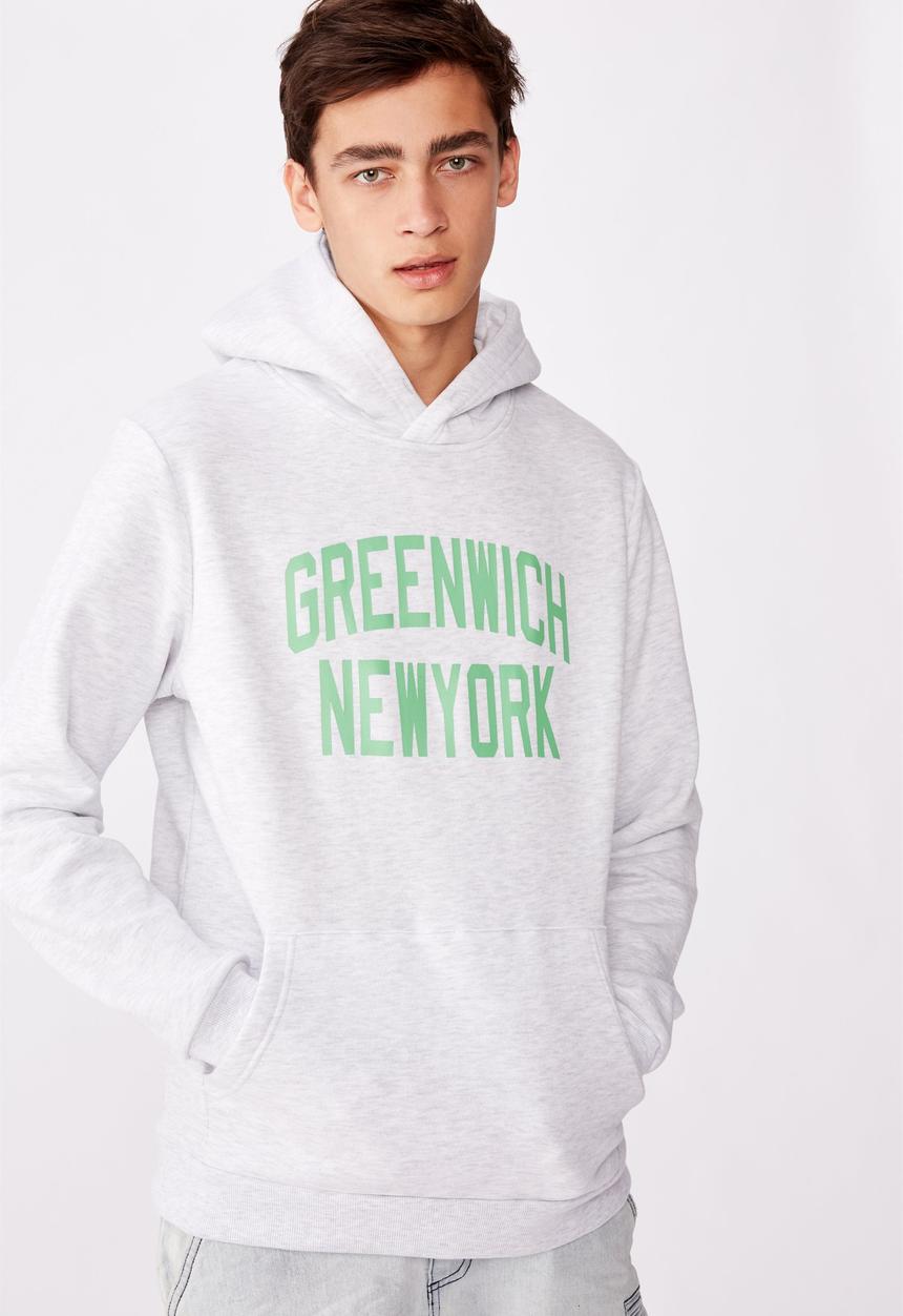Factorie - Greenwich New York graphic hoodie - grey