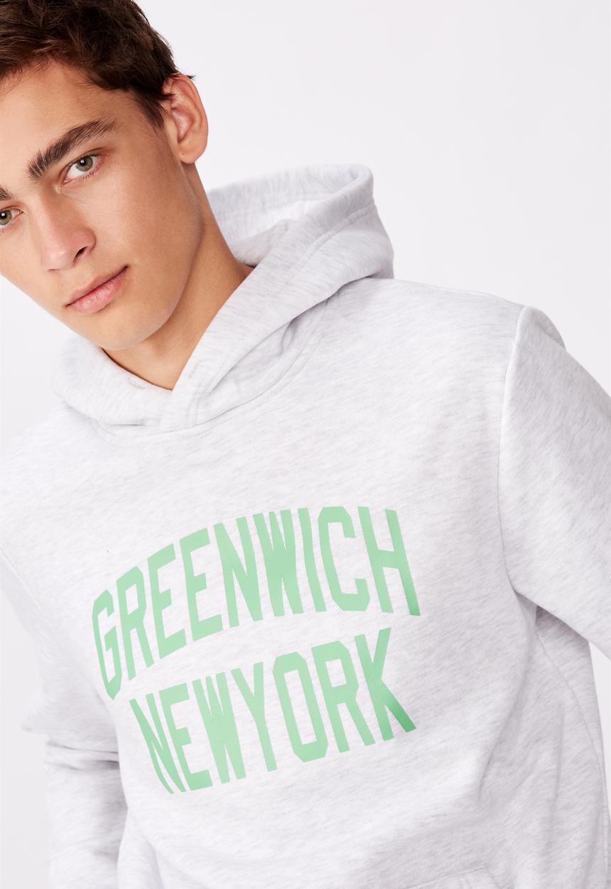 Factorie - Greenwich New York graphic hoodie - grey
