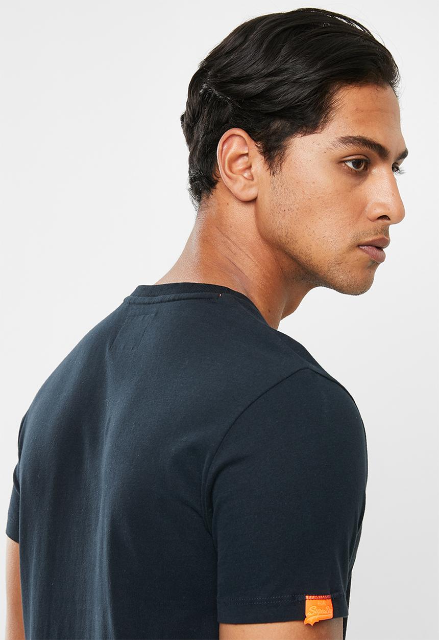 Superdry. - Orange label vntge emb v-neck tee - navy