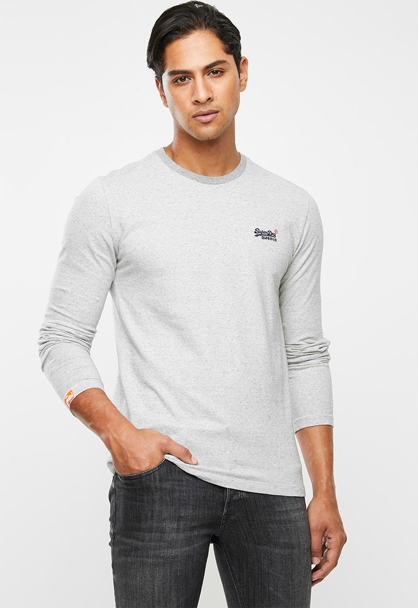 Superdry. - Orange label jacquard texture top - steel oatmeal texture