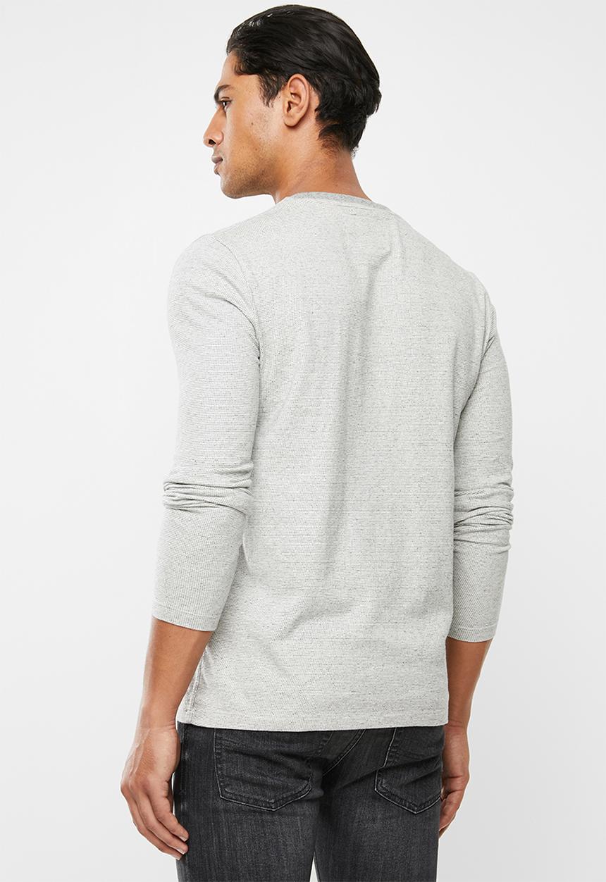 Superdry. - Orange label jacquard texture top - steel oatmeal texture