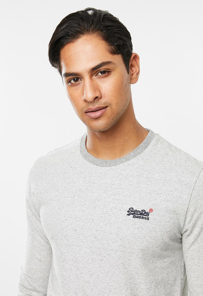 Superdry. - Orange label jacquard texture top - steel oatmeal texture