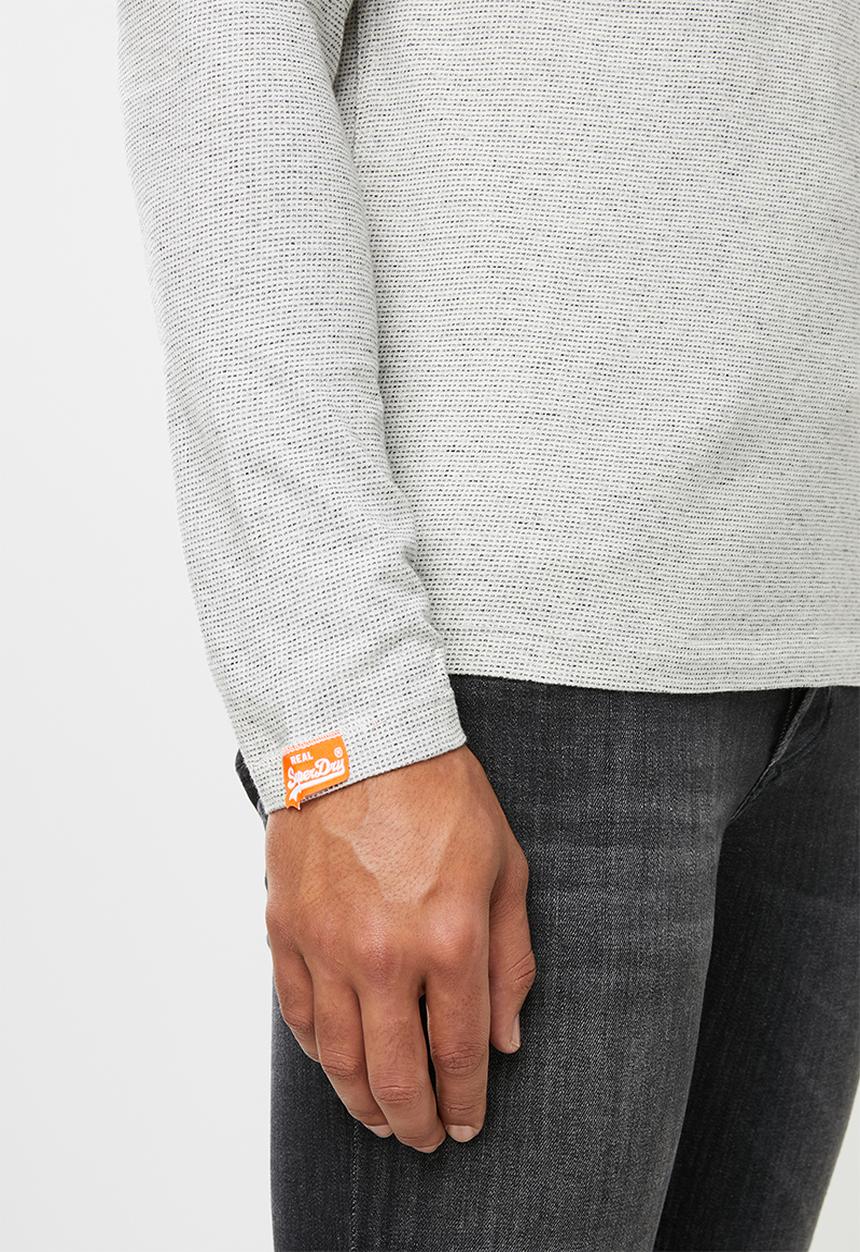 Superdry. - Orange label jacquard texture top - steel oatmeal texture