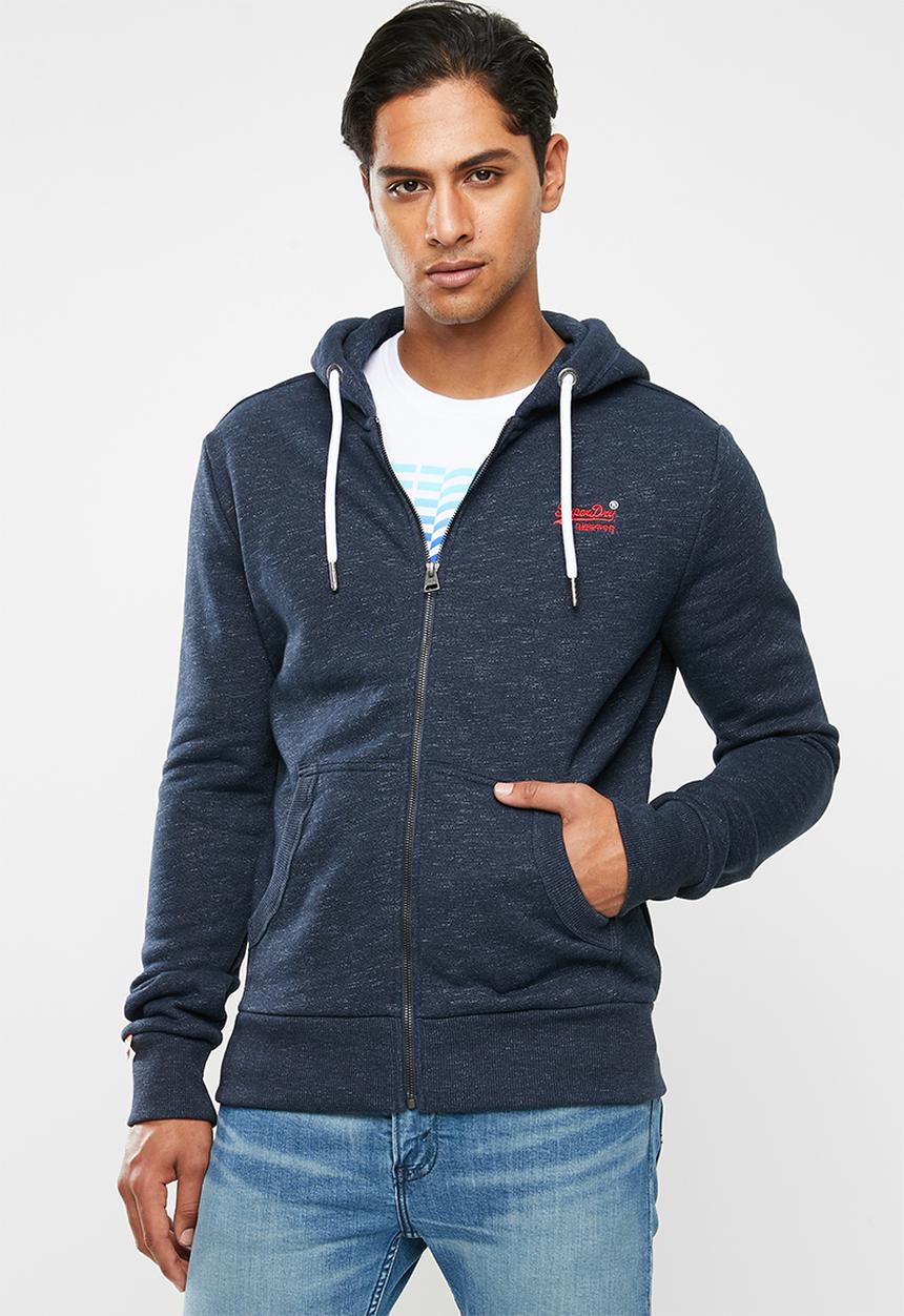 Superdry. - Orange label classic zip hoodie - blue