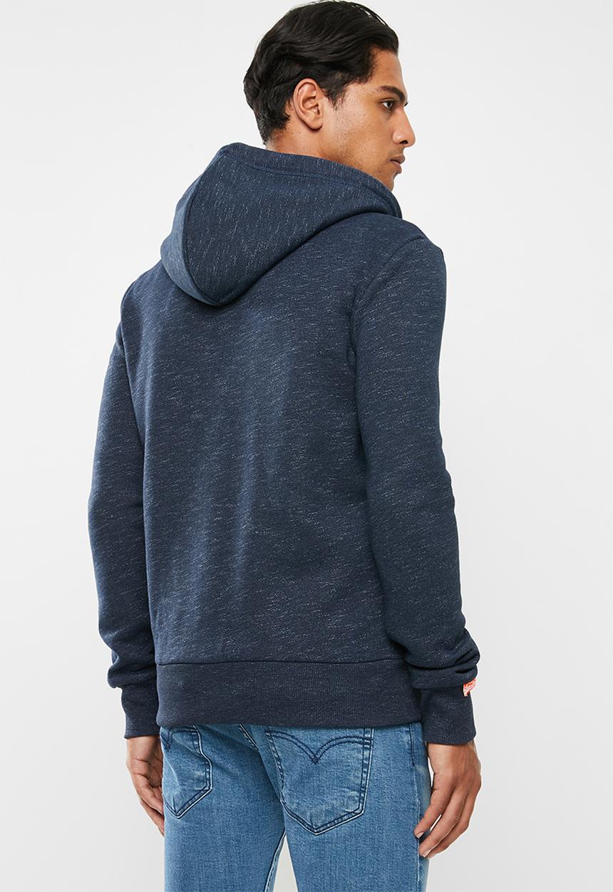 Superdry. - Orange label classic zip hoodie - blue