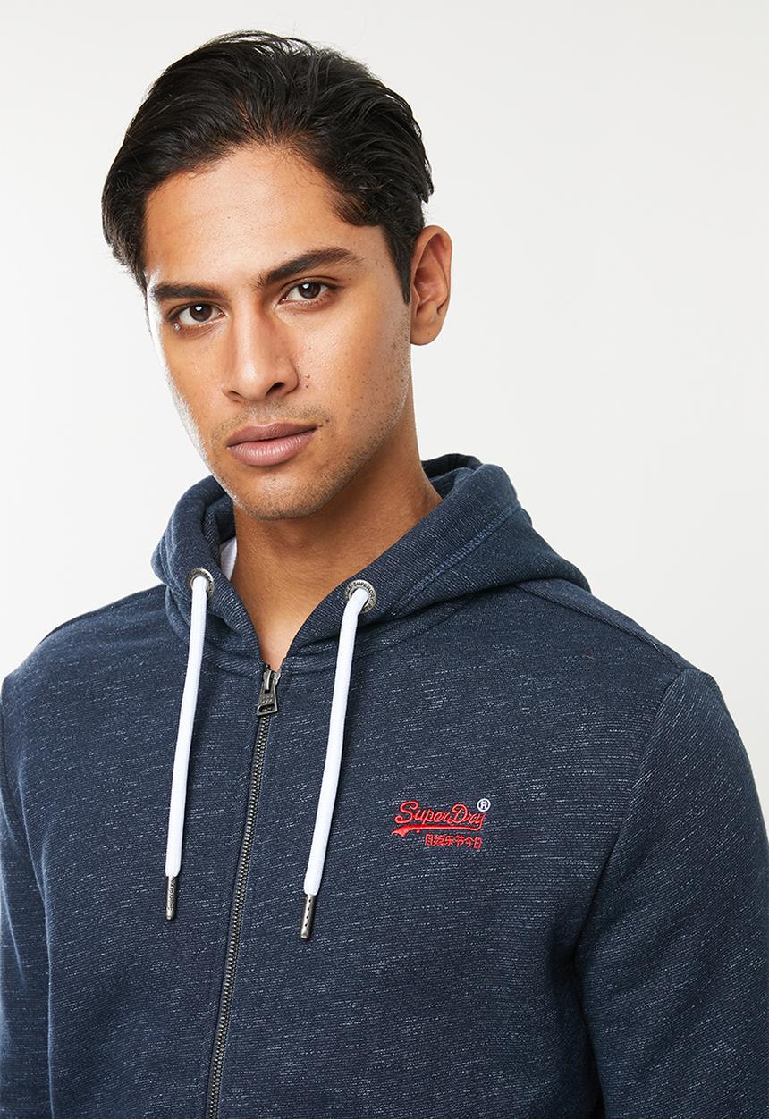 Superdry. - Orange label classic zip hoodie - blue