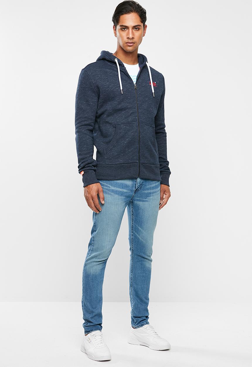 Superdry. - Orange label classic zip hoodie - blue