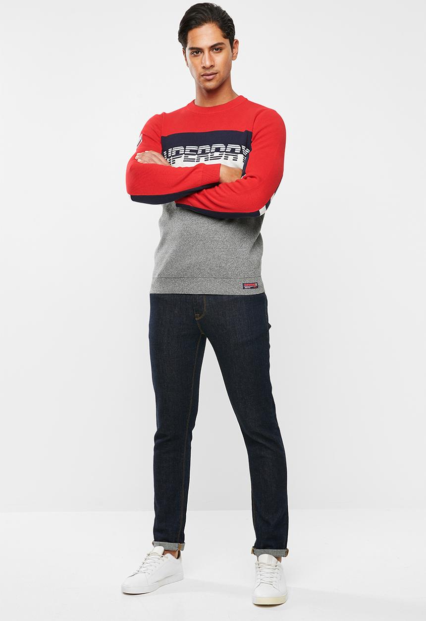 Superdry. - Superdry mega logo crew sweater - grey