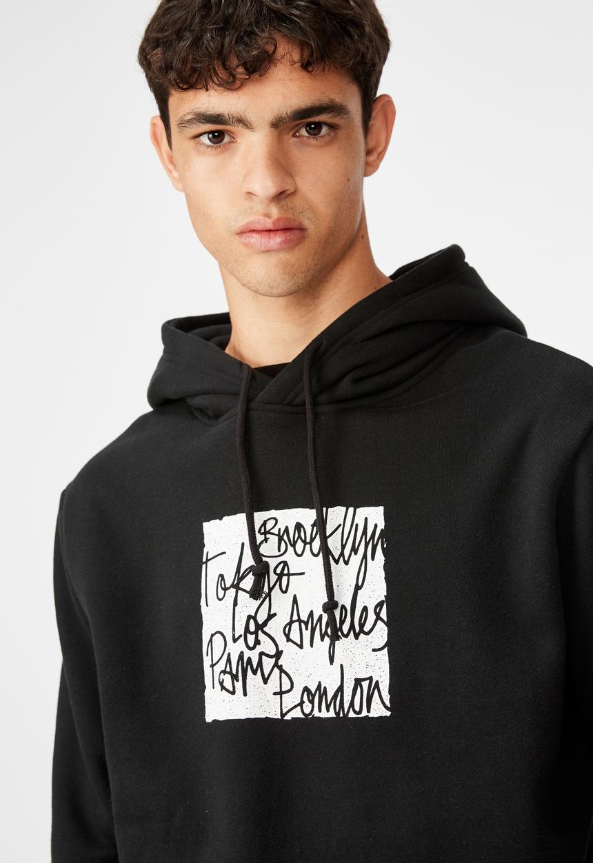 Factorie - City blocks graphic hoodie - black