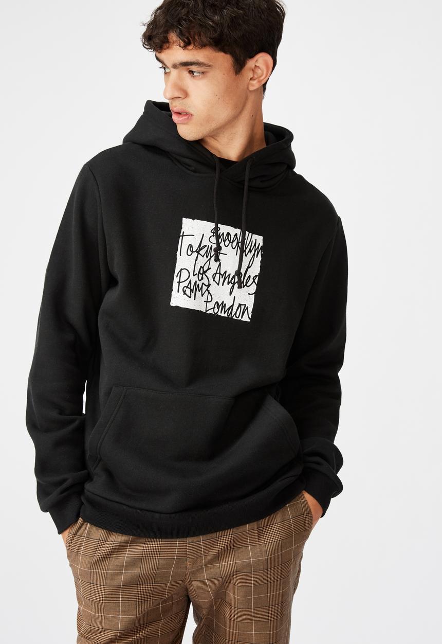 Factorie - City blocks graphic hoodie - black