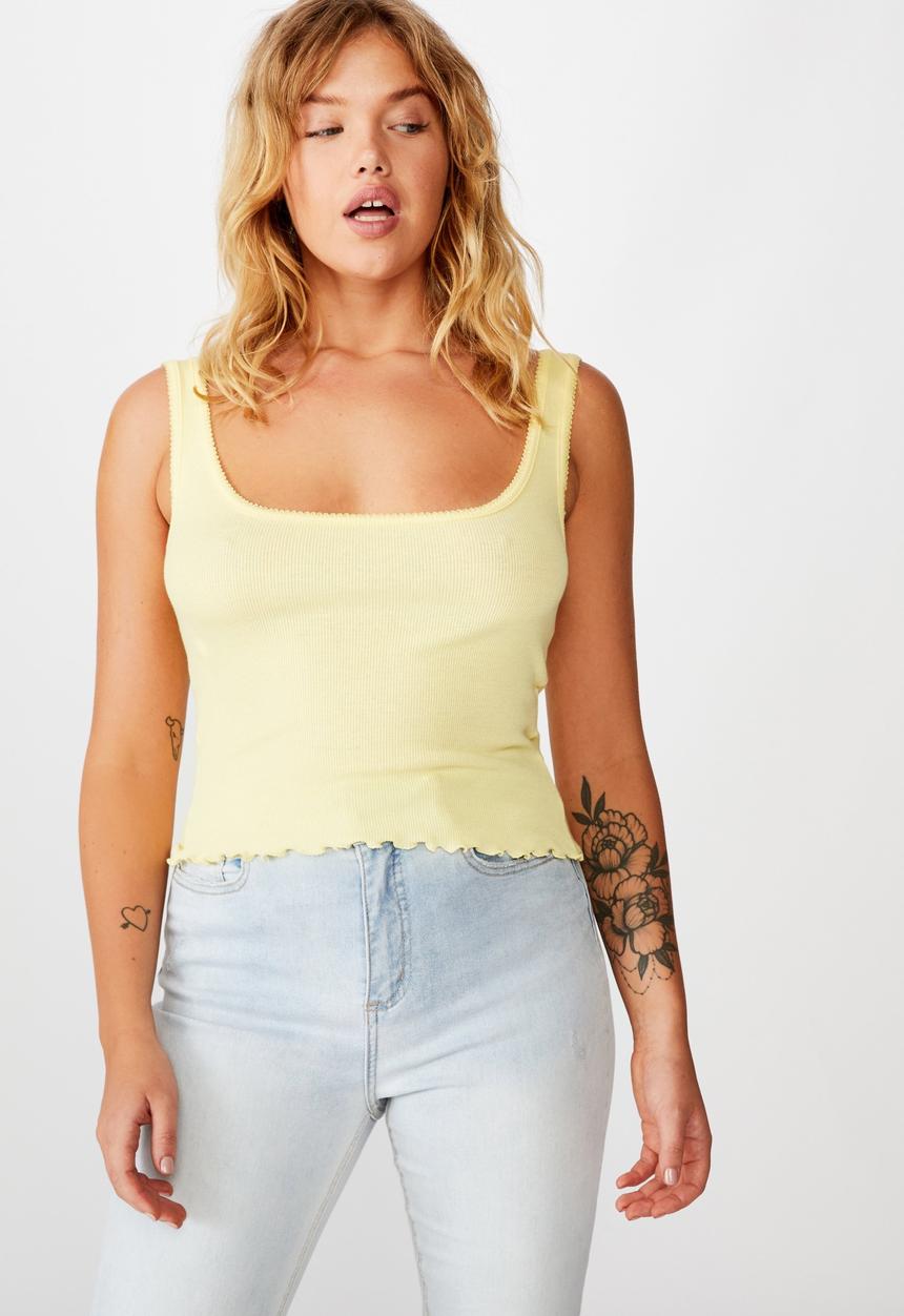 Factorie - Picot trim detail tank - yellow 