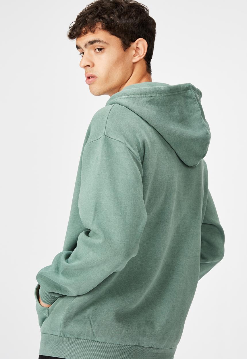 Factorie - Washed zip through hoodie - washed khaki