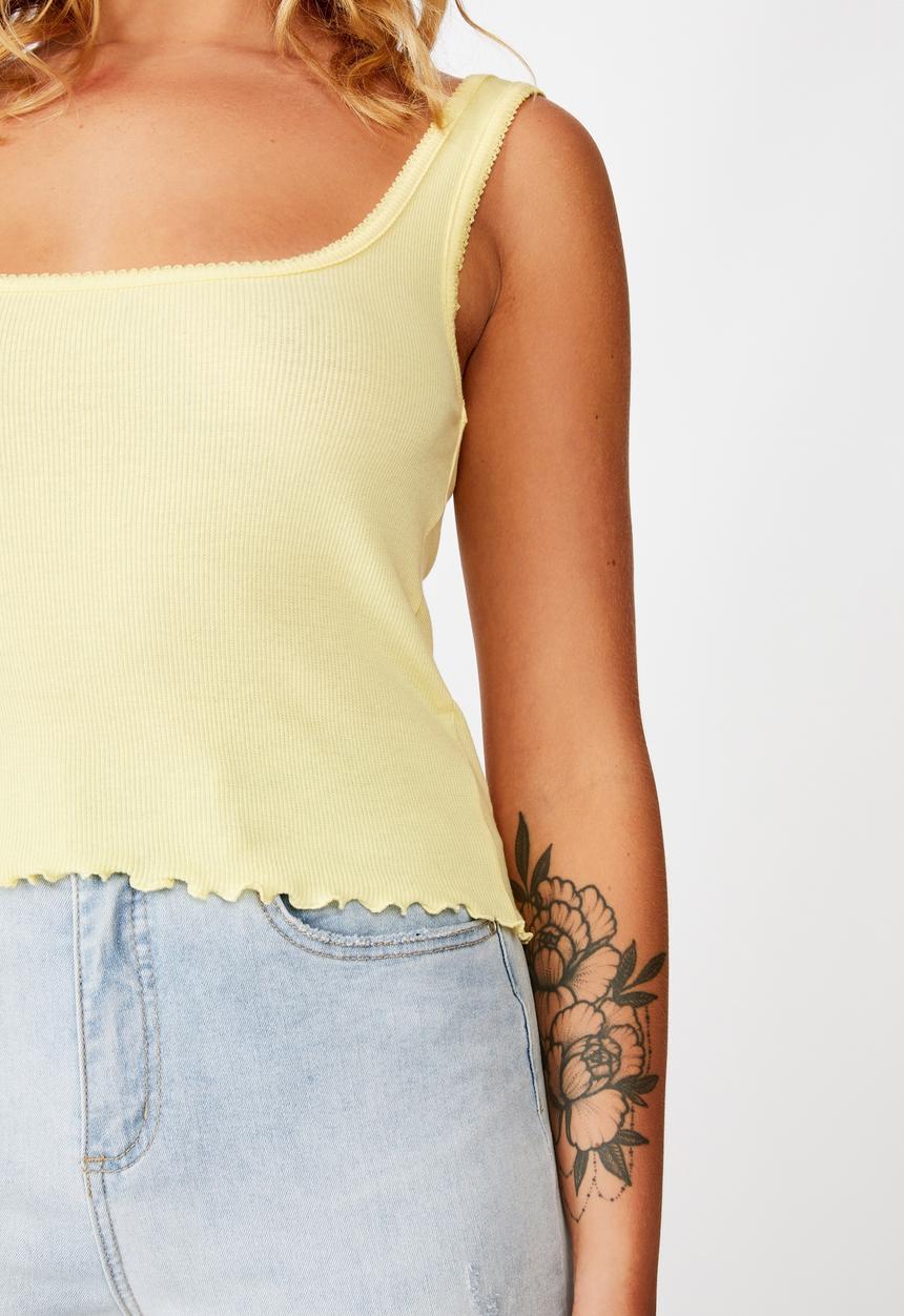 Factorie - Picot trim detail tank - yellow 