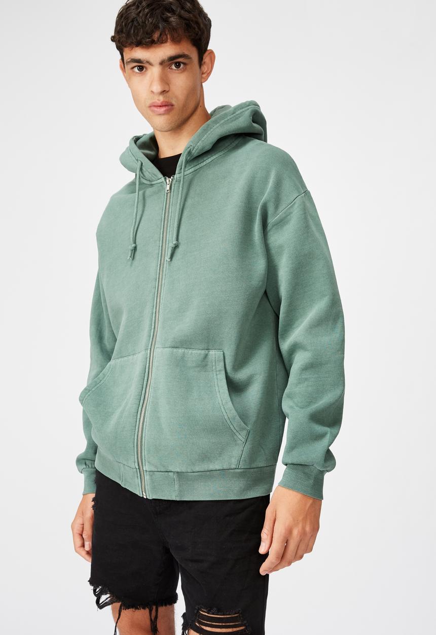 Factorie - Washed zip through hoodie - washed khaki