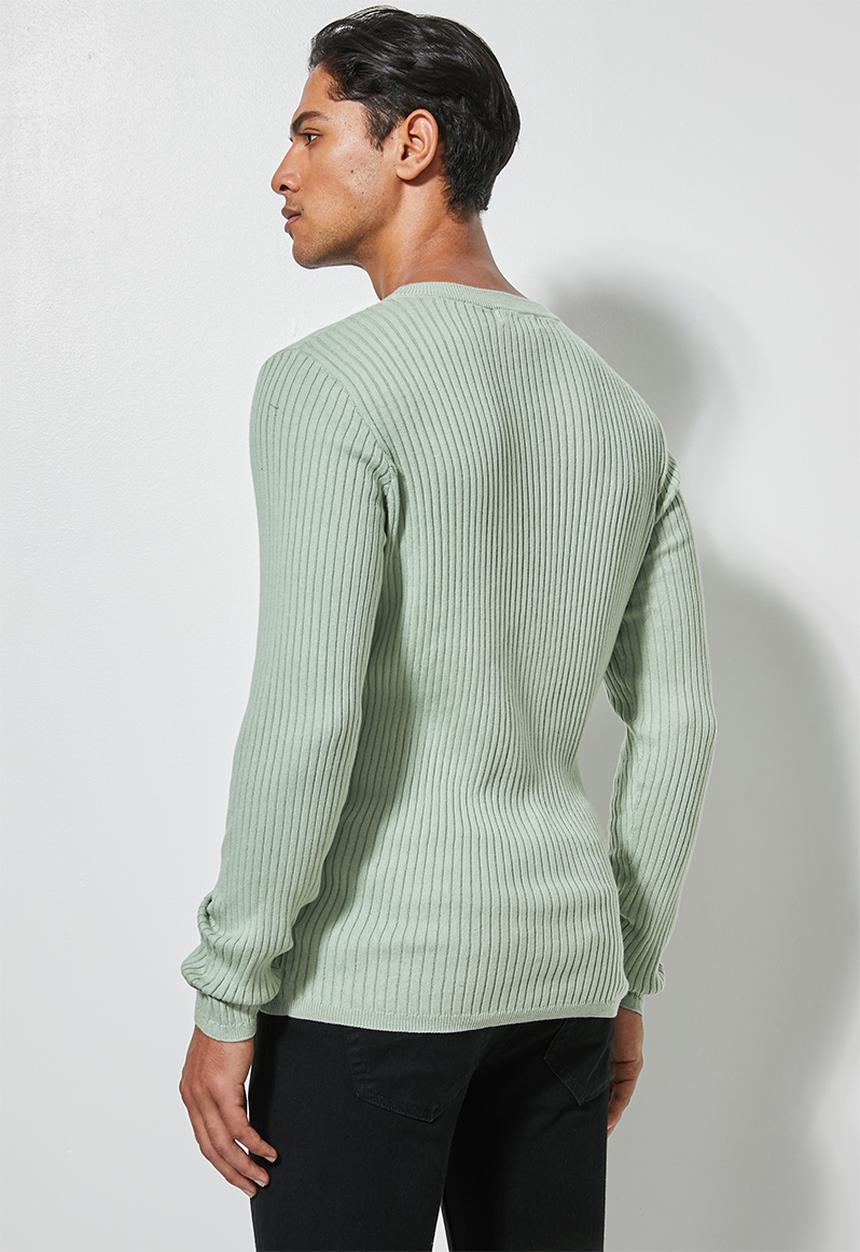 Superbalist - Ribbed slim fit crew neck knit - green