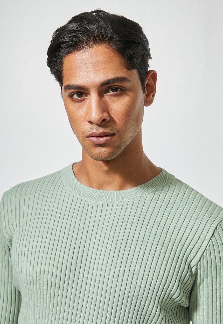 Superbalist - Ribbed slim fit crew neck knit - green