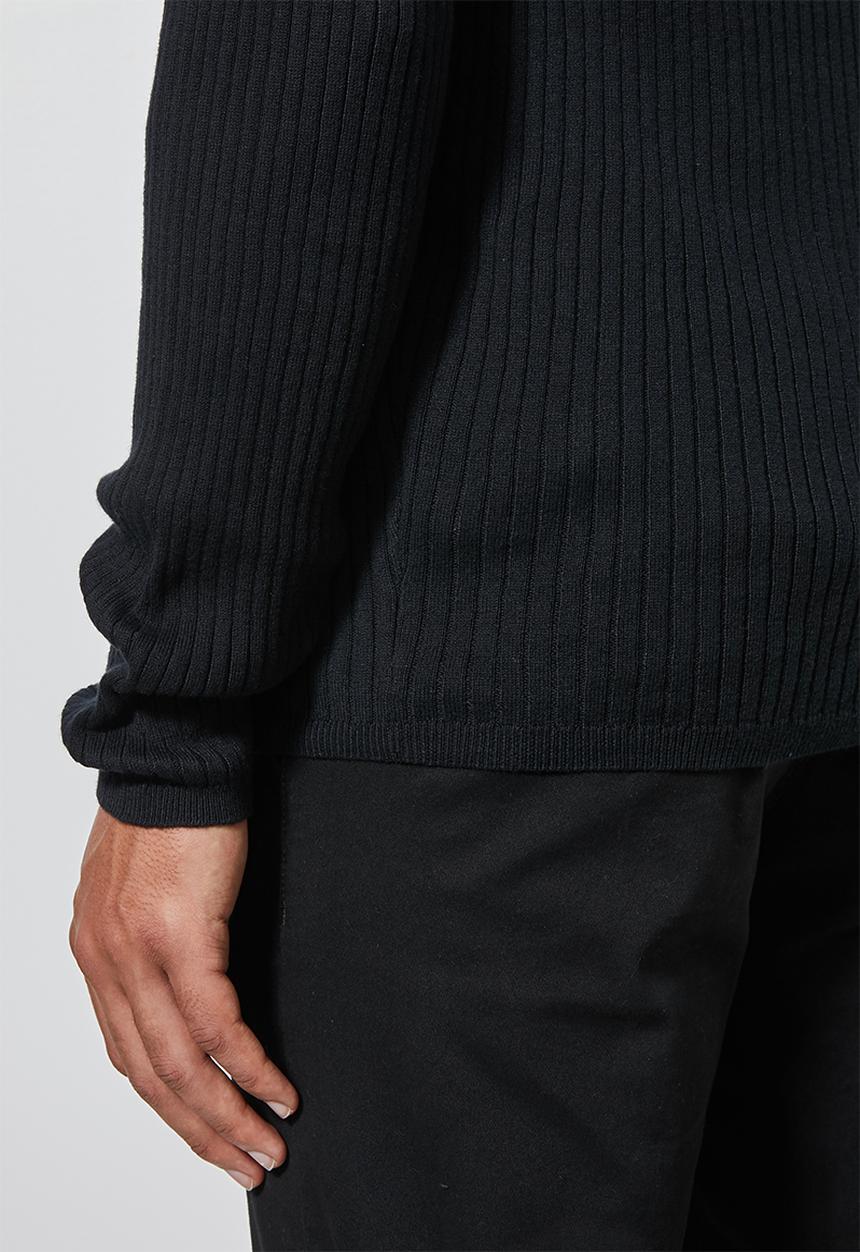 Superbalist - Ribbed slim fit crew neck knit - black