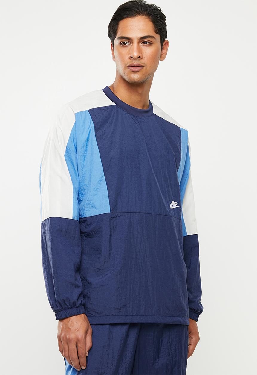 Nike - Nsw woven crew neck jacket - midnight navy/pacific blue/white